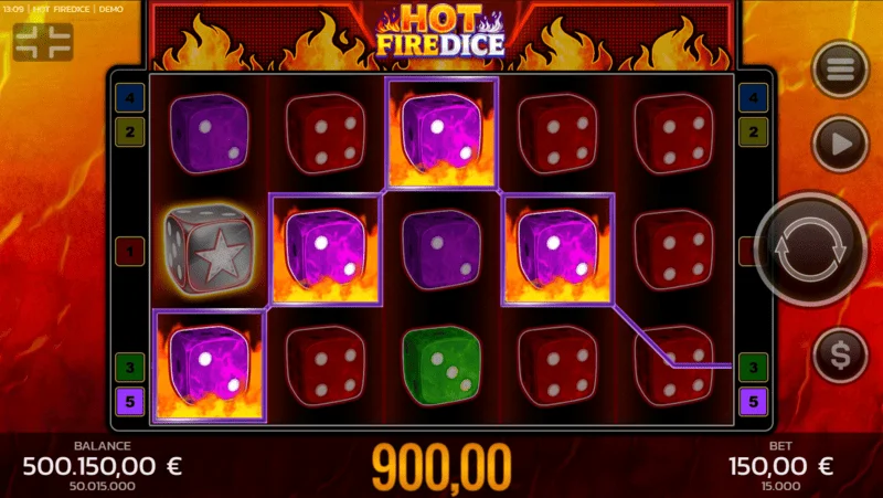Hot Fire Dice – jeu de base et symbole Fire Blaze en expansion